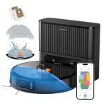 VONKO S6 Pro Saugroboter mit Wischfunktion und Absaugstation, 8000Pa Saugkraft,LiDAR 2.0 Laser Navigation,180 Min.Laufzeit,Teppicherkennung,App/Alexa,Ideal für Tierhaare,Hartböden,Tiefschwarz