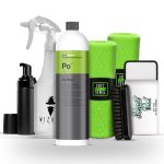 autopflege Textil- Leder- & Alcantarareiniger Set | Koch Chemie Pol Star 1l + Sprühflasche + Schaumspender + Bürste + 2X Mikrofasertuch | Textilreiniger Lederreiniger Polsterreiniger