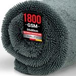 Ivality® Auto Trockentuch XXL 80x50 cm – 1800 GSM Ultra Saugstarke Mikrofasertücher für Autopflege und Motorrad, Fusselfreies, Lack-schonendes Twisted Towel Microfasertücher - Grau