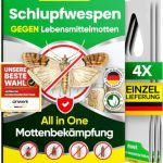 anwerk® Schlupfwespen gegen Lebensmittelmotten - 4 Karten à 1 Lieferung - Effektiv Lebensmittel Motten bekämpfen - Alternative zur Mottenfalle, Mottenspray, Pheromonfalle (4X Karten à 1 Lieferung)
