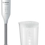 Bosch Stabmixer ErgoMixx, Edelstahl-Mixfuß, Mix- und Messbecher, 2 Geschwindigkeitsstufen, leichtes Gehäuse, 4-Klingen-Messer, einfache Reinigung, 600 W, weiß/grau, MSM66110