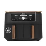 Ninja Foodi MAX Dual Zone Heißluftfritteuse, 9,5 L, 6-in-1, Kupfer/Schwarz | 2 Fächer, mit Zange, Antihaftbeschichtung, spülmaschinenfeste Körbe, Amazon Exklusiv - AF400EUCP