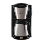 PHILIPS Filterkaffeemaschine Café Gaia, Schwarz, 1,3 L Fassungsvermögen | Edelstahlkanne, Tropf-Stoff, Timer, automatische Abschaltung (HD7546/20)