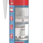 fischer Premium-Sanitärsilikon, Silikon zum Abdichten & Verfugen im Sanitär- und Küchenbereich, Kartusche für zahlreiche Anwendungen und Baustoffe, Langzeitschutz vor Schimmel, 310 ml, weiß