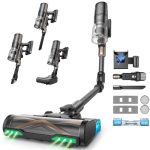 Akku Staubsauger mit Wischfunktion,70000Pa 70Min Akku Staubsauger Kabellos | Proscenic P20 680W Staubsauger mit Wandladestation,Selbststehend,Anti-Tangle,akkustaubsauger für Teppich Tierhaare Hartböden