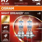 Osram NIGHT BREAKER 220, H7, +220% mehr Helligkeit, Halogen-Scheinwerferlampe, 64210NB220-2HB, Faltschachtel (2 Lampen)