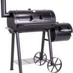 BBQ Grill Smoker schwarz Grillwagen 2 Kammern Barbecue inkl. Abdeckung | 125x60x120 cm 28 kg Transporträder Thermostat Schutzplane
