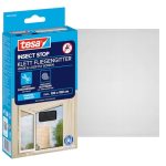 tesa Insect Stop Klett Fliegengitter - 130 cm x 150 cm - Anthrazit | Zuschneidbarer Insektenschutz für Fenster - ohne Bohren, Mückenschutz mit selbstklebendem Klettband - waschbar