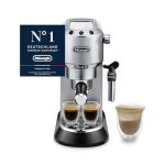 De'Longhi Dedica Style - Espressomaschine mit Manuellem Milchaufschäumer | Manuelle Kaffeemaschine, Espresso und Cappuccino, Geeignet für ESE-Pads, Bedienfeld mit Tasten, Breite 15 cm, Metall, EC685.M
