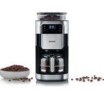 Severin Kaffeemaschine mit Mahlwerk, Kaffeeautomat mit Glaskanne und Timer-Funktion, auch als Filterkaffeemaschine, für bis zu 10 Tassen Kaffee, 1000 Watt, schwarz, Edelstahl, KA 4813