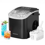 SONGMICS Eiswürfelmaschine, mit Selbstreinigung, 12 kg in 24 Stunden | Eiswürfel maschine klein, in 6 Minuten 9 Würfel in 2 Größen, Küche, WG, Party, tintenschwarz, ISLAND Kollektion XZB001B1EU