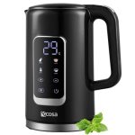 Die besten Wasserkocher mit Temperatureinstellung Wasserkocher Edelstahl mit Temperatureinstellung (40°C-100°C) 1,7 Liter 2200 Watt Teekocher 100% BPA FREI Warmhaltefunktion LED Display mit Temperaturwahl Wasser Kocher Water Kettle (Silk Schwarz)