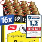 PIC Fliegenfalle Innenbereich 16 Stück, Fliegenfänger Klebeband Giftfrei