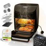 Juskys Heißluftfritteuse 12 L XXL Airfryer mit Drehspieß, Schwarz | 10 Programme, LCD-Touch, Sichtfenster, 1700 Watt, frittieren, backen, grillen und auftauen in einem Gerät