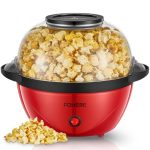 FOHERE Popcornmaschine, 3,5L Popcorn Maker für Zuhause | Elektrische Rühr Popcorn Popper mit Zucker & Öl, Antihaftbeschichtung, Stille und Schnelle, Für Filmabende,Heiligabend