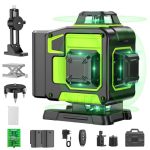 Kreuzlinienlaser Grün 16 Linien Nivellierlaser, 4 x 360 ° Laser wasserwaage, linienlaser kreuzlaser selbstnivellierend für Innenbereich Baustelle, 2 x Batterie Vermessungskabine