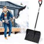 HECHT Profi Schneeschieber groß – Schneeschaufel mit Stahlstiel