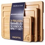 Deer & Oak Schneidebrett Holz Bambus Set 3-teilig, vorgeölt mit Saftrille | Mit Griff · Küchenbrett