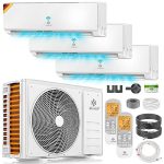 KESSER® Multisplit Klimaanlage 3 Innengeräte, 27000 BTU, Split Klimagerät Set mit WiFi/App, Heizen & Kühlen, Inverter, Eco-Modus, Luftentfeuchter & Ventilator, sehr leise, R32, Montagematerial