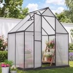 Aoxun Aluminium Gewächshaus mit Fundamentrahmen | Mehrere Ausführungen | 175Lx113Wx195Hcm | 4mm Polycarbonat Hohlkammerplatten | rostfrei, wetterfest & temperaturbeständig